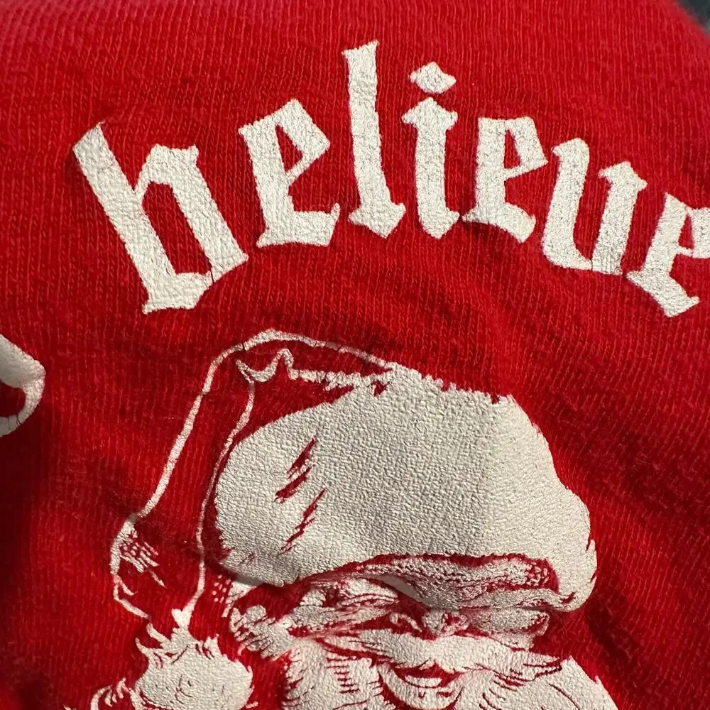 Hanes Vintage 1983 Single Stitch Kids Santa Christmas T-shirt Made in USA Large